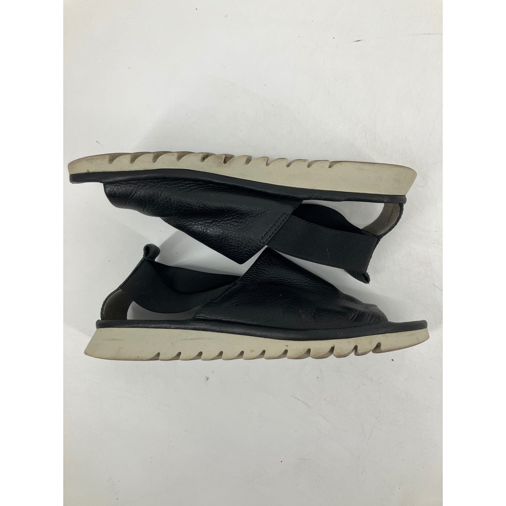 The FLEXX Slingback Sandals Womens 9 Black Good Leather Platform Elastic Strap - Picture 4 of 9